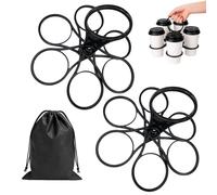 ZSTNPP 2 Pcs Drinks Carrier, Black Foldable Drink Holder with Bag, Portable Cup Carrier for Beverages, Ideal for Outdoor Events, Travel, and Home Gatherings, 15 X 20 Cm