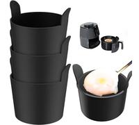 ZSTNPP 4 PCS Ramekins for Air Fryer Air Fryer Egg Poacher, Egg Poacher for Air Fryer Air Fryer Egg Mould Poached Egg Moulds for Air Fryer, Air Fryer Poached Egg Cups (Black), ZDQ