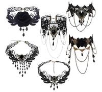 ZSTNPP 6PCS Gothic Jewellery Choker Necklaces for Women, Black Choker Necklace Goth Necklace Set, Gothic Choker Necklace for Cosplay, Goth Jewellery Women, Alternative Fashion Accessories