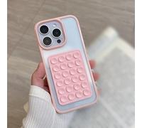 ZSUFCBF Candy Bumper Phone Case For iPhone 16 15 14 13 12 11 Pro Max XR X XS 7 8 Plus 16E 3D Suction Cup Airbag Clear Shockproof Cover,Pink,For iPhone 15 Pro Max