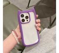 ZSUFCBF Cute 3D Cat Ear Transparent Phone Case For iPhone 16E 16 15 14 Plus 13 12 11 Pro Max Lovely Shockproof Clear Cover,Purple,For iPhone 13 pro max