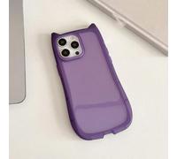 ZSUFCBF Cute 3D Cats Ear Solid Color Phone Case For iPhone 16 15 14 13 11 12 Pro Max Plus Girl Silicone Shockproof Soft Cover,C purple,For iPhone 15 Pro