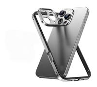 ZSUFCBF Desert Titanium Camera Lens Protector Bumper Case Cover For iPhone 17 16 15 14 13 Pro Max 17 Air 15 Plus Protection Phone Accessories,Silver,For iPhone 16 Pro