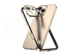 ZSUFCBF Desert Titanium Camera Lens Protector Bumper Case Cover For iPhone 17 16 15 14 13 Pro Max 17 Air 15 Plus Protection Phone Accessories,Gold,For iPhone 14 Pro