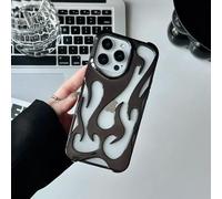 ZSUFCBF Flame Pattern Phone Case For iPhone 16 15 13 12 11 14 Pro Max 15 Plus Fashion Cool Hollow Slim Shockproof Protective Soft Cover,Plating BK,for iPhone 13