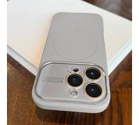 ZSUFCBF Luxury Liquid Silicone Rubber Magnetic Case For iPhone 16 15 14 13 Pro Max 14 15 16 Pro Shockproof Armor Large Window Candy Phone Cover,gray,For iPhone 16