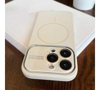 ZSUFCBF Luxury Liquid Silicone Rubber Magnetic Case For iPhone 16 15 14 13 Pro Max 14 15 16 Pro Shockproof Armor Large Window Candy Phone Cover,White,For iPhone 14