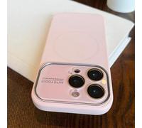 ZSUFCBF Luxury Liquid Silicone Rubber Magnetic Case For iPhone 16 15 14 13 Pro Max 14 15 16 Pro Shockproof Armor Large Window Candy Phone Cover,Pink,For iPhone 14