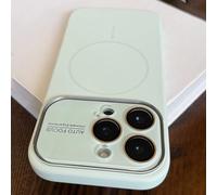 ZSUFCBF Luxury Liquid Silicone Rubber Magnetic Case For iPhone 16 15 14 13 Pro Max 14 15 16 Pro Shockproof Armor Large Window Candy Phone Cover,Cyan,For iPhone 14