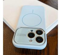 ZSUFCBF Luxury Liquid Silicone Rubber Magnetic Case For iPhone 16 15 14 13 Pro Max 14 15 16 Pro Shockproof Armor Large Window Candy Phone Cover,Blue,For iPhone 16