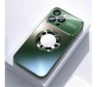 ZSUFCBF Luxury Titanium Metallic Color Matte Magnetic Case for iPhone 17 16 15 14 13 12 Pro Max 15 14 Plus Wireless Charge Cover,green,for iPhone 14 Pro Max