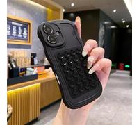 ZSUFCBF Suction Cup holder Curly Wave Case for iPhone 16 15 11 12 14 13 Pro 7 8 Plus 16e X Xs Max Xr Soft Silicon Fixed Pad Cover,Black,For iPhone 15