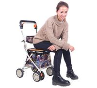 ZSUHGD Elderly Shopping Trolley Portable Multifunctional Trolley Elderly Walking Trolley Four-Wheeler Can Sit and Fold/Buy Food On A Walker Interesting