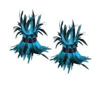ZSUIQIN 1 Pair Feathered Trimmed Ankle Cuffs, Gothic Feathered Ankle Jewelry Accessories, Punk Rock Ankle with Fuzzy, for Gothic Parties Themed, Halloween Decoration(Himmelblau)