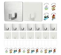 ZSUIQIN 16 Pcs Self Adhesive Hooks, Sticky Hooks Extra Strong, no Drilling Required, Nail Free Adhesive Hook for Kitchen, Bathroom, Cupboards, Office, Doors, Walls, Coats, Keys