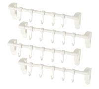 ZSUIQIN 4 PCS Kitchen Utensil Rack with 20 Hooks, Multifunctional Slide Rail Hook - No Drilling 23.8cm Space-Saving Organizer for Kitchen, Utensils, Towels (White)