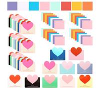 ZSUIQIN 40 Pcs Foldable Love Heart Greeting Cards, Thank You Cards, Valentine Heart Greeting Cards Set for Valentine's Day Mother's Day Anniversary Wedding Party(9.8×6.8cm)
