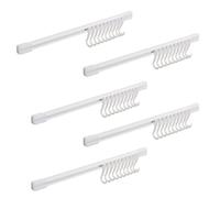 ZSUIQIN 5 PCS Kitchen Utensil Rack with 50 Hooks, Multifunctional Slide Rail Hook, Self-Adhesive - No Drilling 30cm Space-Saving Organizer for Kitchen, Utensils, Towels (White)