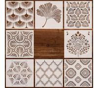 ZSUIQIN 8 Pcs Reusable Painting Templates, DIY Stencils, Puzzle Drawing Template, Plastic Templates, for Scrapbooking Wood Floor Furniture Tiles Canvas Decoration (30 * 30 cm)