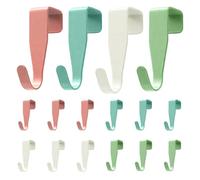 ZSUIQIN Over Door Hanger, 16 Pcs Versatile Coat Hooks, Door Hooks, Without Nails, for Hanging Towels, Hats Bag, Jacket, Robes, Coat (White, Pink, Green, Blue, Approximate Length: 6.3cm)