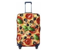 ZSUUGJ A Full Pizza Travel Luggage Covers For Suitcase Elastic Suitcase Protector Anti-Scratch Spandex Baggage Covers Fits 18-32 Inch Luggage, Black, S