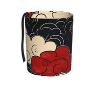 ZSUUGJ Abstract Japanese Red Portable Vehicle Trash Bin Waterproof Auto Waste Container For Cars, Trucks & Suvs, Practical For Daily Use