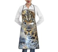 ZSUUGJ African Animal Leopard Adjustable Waterproof Kitchen Apron With Pocket Cooking, Baking & Grilling Bib Apron For Men And Women