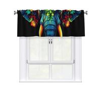 ZSUUGJ African Elephant Café Style Kitchen Curtains For Small Windows - Washable, Lightweight Curtain Panels For Bathroom, Utility Room & Home Décor
