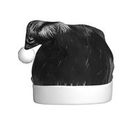 ZSUUGJ African Lion Black And White Plush Santa Cap For Adults, Soft Holiday Hat With White Trim And Pom-Pom, Reusable Festive Accessory For Home, Office & Party
