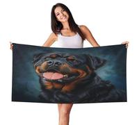 Zsuugj an Elegant Rottweiler Pattern Beach Towel 27.5" X 55" Lightweight Beach Towel Quick Dry Blanket for Vacation Essentials Gift