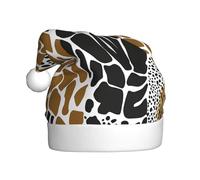 ZSUUGJ Animals Print Plush Santa Cap For Adults, Soft Holiday Hat With White Trim And Pom-Pom, Reusable Festive Accessory For Home, Office & Party