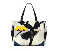 ZSUUGJ Ballet Girl Silhouette Extra Large Beach Tote Bag With Zipped Pockets - Sandproof Waterproof Holiday Bag For Pool, Picnic, Gym & Travel