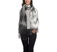 ZSUUGJ Black And White Snow Leopard Women’s Classic Tassel Scarf - Soft Winter Pashmina Wrap, Oversized Blanket Shawl For Layering, Stylish Autumn & Holiday Accessory