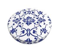 ZSUUGJ Blue And White Porcelain Chinaware Patterned Round Bar Stool Covers, Washable Elastic Slip-On Chair Seat Protector For - Inch Stools, Non-Slip Cushion Cover For Home, Bar & Restaurant