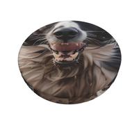 ZSUUGJ Border Collie Play Patterned Round Bar Stool Covers, Washable Elastic Slip-On Chair Seat Protector For - Inch Stools, Non-Slip Cushion Cover For Home, Bar & Restaurant
