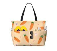 ZSUUGJ Carrots Dots Extra Large Beach Tote Bag With Zipped Pockets - Sandproof Waterproof Holiday Bag For Pool, Picnic, Gym & Travel