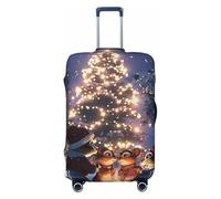ZSUUGJ Christmas Chipmunks Party Travel Luggage Covers For Suitcase Elastic Suitcase Protector Anti-Scratch Spandex Baggage Covers Fits 18-32 Inch Luggage, Black, S