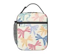 ZSUUGJ Colorful Bow Knots Lunch Bag Lunch Box Lunch Tote Reusable Insulated Cooler Lunch Container For Work Office Picnic Travel-Wine Cup