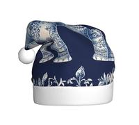 ZSUUGJ Colorful Paisley Elephant Plush Santa Cap For Adults, Soft Holiday Hat With White Trim And Pom-Pom, Reusable Festive Accessory For Home, Office & Party
