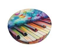 ZSUUGJ Colorful Piano Keyboard Music Patterned Round Bar Stool Covers, Washable Elastic Slip-On Chair Seat Protector For - Inch Stools, Non-Slip Cushion Cover For Home, Bar & Restaurant