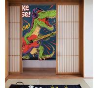 ZSUUGJ Cool Dinosaur Playing Guitar Soft Stylish Fabric Door Curtain, Room Divider For Privacy And Light Blocking, Ideal For Living Room Bedroom Kitchen Office
