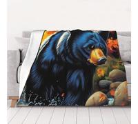 ZSUUGJ Cozy Lightweight Plush Black Bear In The Forest Throw Blanket - Soft All-Season Blanket For Sofa, Couch, Bed & Travel - Decorative Home & Living Blanket 60×80