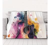 ZSUUGJ Cozy Lightweight Plush Colorful Guitar Painting Throw Blanket - Soft All-Season Blanket For Sofa, Couch, Bed & Travel - Decorative Home & Living Blanket 60×80