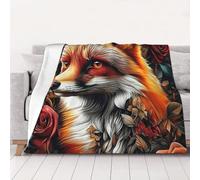 ZSUUGJ Cozy Lightweight Plush Fox Wildflower Throw Blanket - Soft All-Season Blanket For Sofa, Couch, Bed & Travel - Decorative Home & Living Blanket 60×80