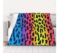 ZSUUGJ Cozy Lightweight Plush Leopard Neon Rainbow Throw Blanket - Soft All-Season Blanket For Sofa, Couch, Bed & Travel - Decorative Home & Living Blanket 60×80
