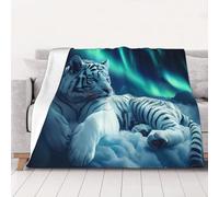ZSUUGJ Cozy Lightweight Plush Snowy White Tiger Throw Blanket - Soft All-Season Blanket For Sofa, Couch, Bed & Travel - Decorative Home & Living Blanket 60×80