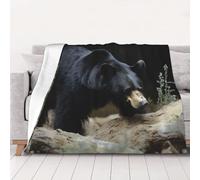 ZSUUGJ Cozy Lightweight Plush Walking Black Bear Throw Blanket - Soft All-Season Blanket For Sofa, Couch, Bed & Travel - Decorative Home & Living Blanket 60×80