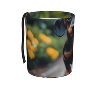 ZSUUGJ Cute Dachshund Dog Portable Vehicle Trash Bin Waterproof Auto Waste Container For Cars, Trucks & Suvs, Practical For Daily Use