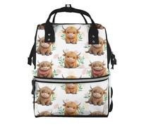 ZSUUGJ Cute Highland Cow Printed Diaper Bag Backpack Baby Bag Multi Function Baby Changing Bags For Travel, Black, One Size