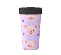 ZSUUGJ Cute Pig Faces Pattern Portable Stainless Steel Travel Mug - Insulated Hot & Cold Drink Tumbler with Leak-Proof Lid, Commuter-Friendly Coffee Cup for Office, Car & Outdoors